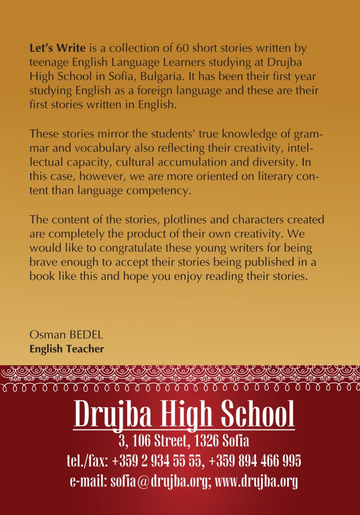 Back cover of the original Let's Write book